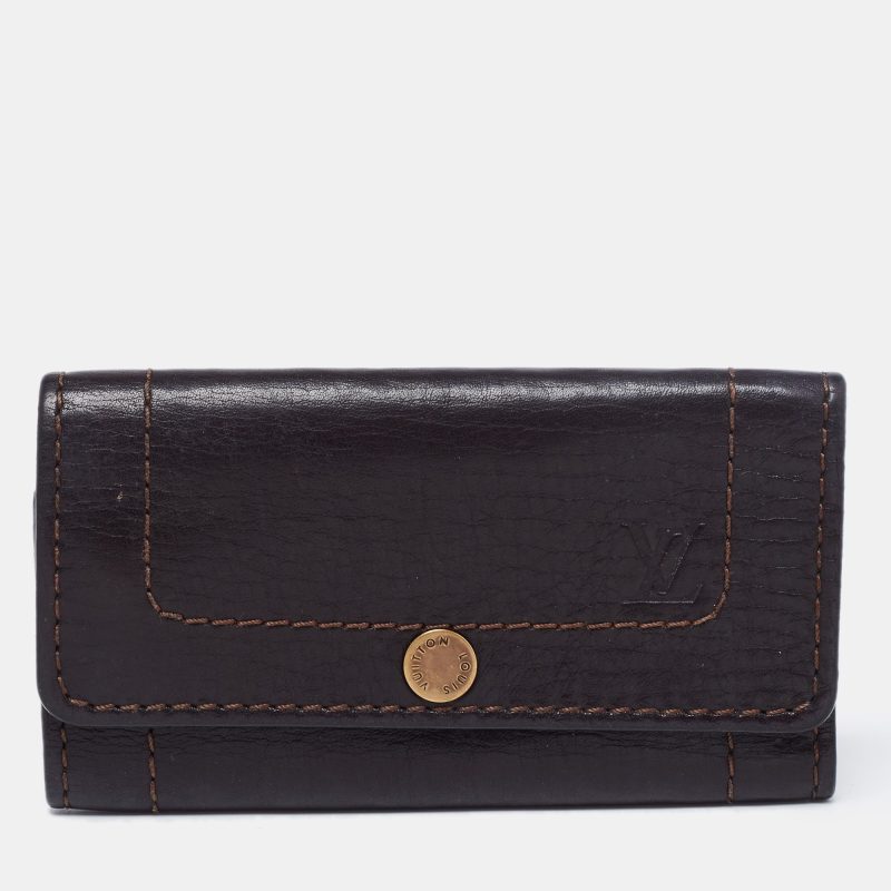 LOUIS VUITTON Brown Utah Leather Key Holder - Logoexplore