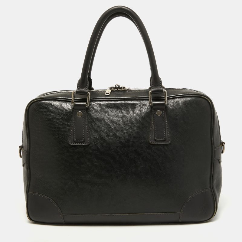 Louis Vuitton Charcoal Black Leather Utah Acoma Bag - Logoexplore