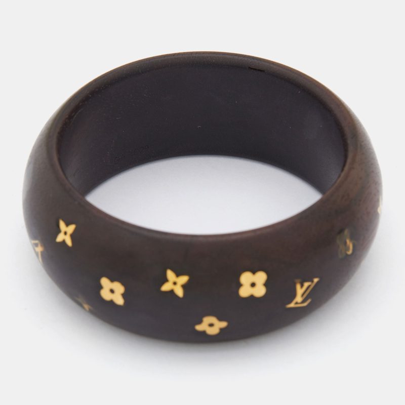 LOUIS VUITTON Dark Brown Wood Sylvania Bangle Bracelet - Logoexplore - Image 3