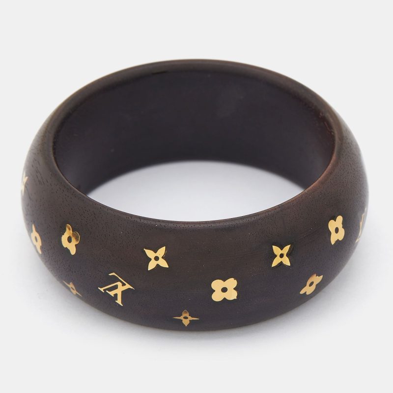 LOUIS VUITTON Dark Brown Wood Sylvania Bangle Bracelet - Logoexplore - Image 4