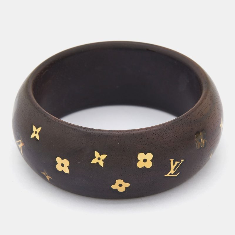 LOUIS VUITTON Dark Brown Wood Sylvania Bangle Bracelet - Logoexplore