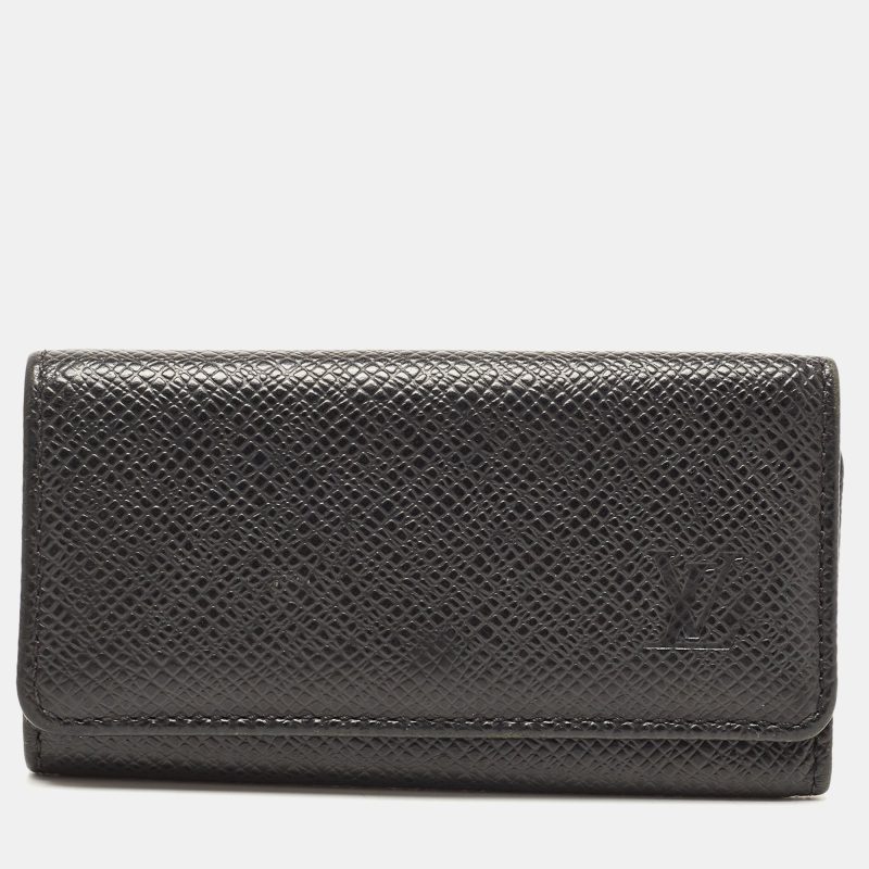 LOUIS VUITTON Black Leather 4 Key Holder - Logoexplore