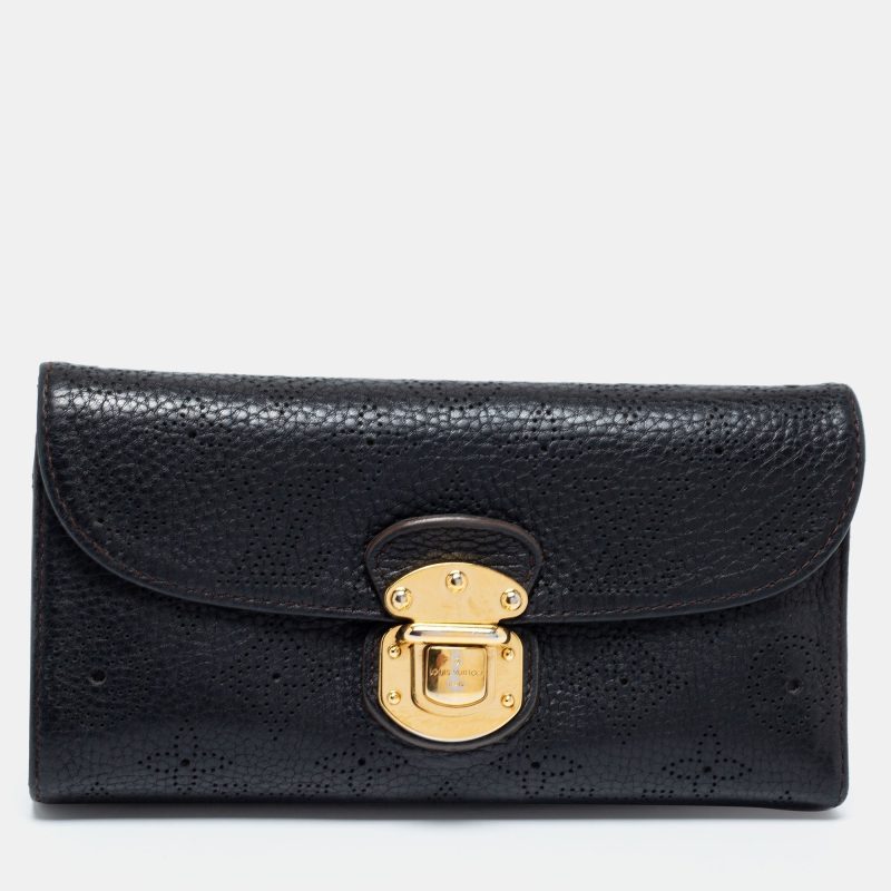 Louis Vuitton Black Monogram Mahina Leather Amelia Wallet - Logoexplore