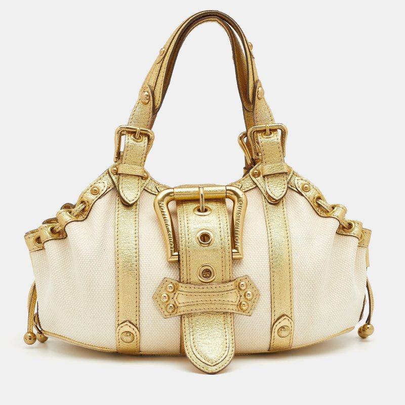 Louis Vuitton Cream/Gold Canvas and Leather Antigua Theda PM Bag - Logoexplore