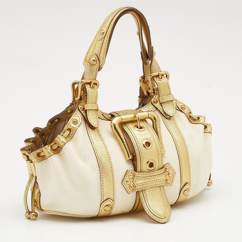 Louis Vuitton Cream/Gold Canvas and Leather Antigua Theda PM Bag - Logoexplore - Image 3