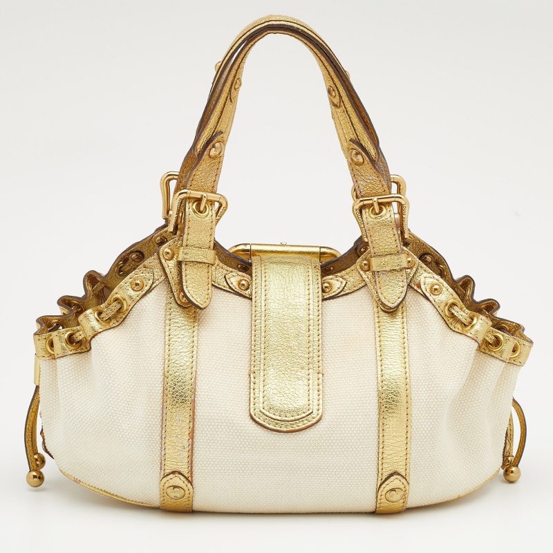 Louis Vuitton Cream/Gold Canvas and Leather Antigua Theda PM Bag - Logoexplore - Image 4