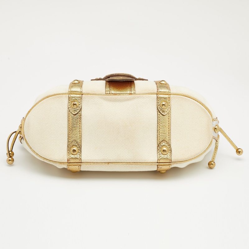 Louis Vuitton Cream/Gold Canvas and Leather Antigua Theda PM Bag - Logoexplore - Image 6