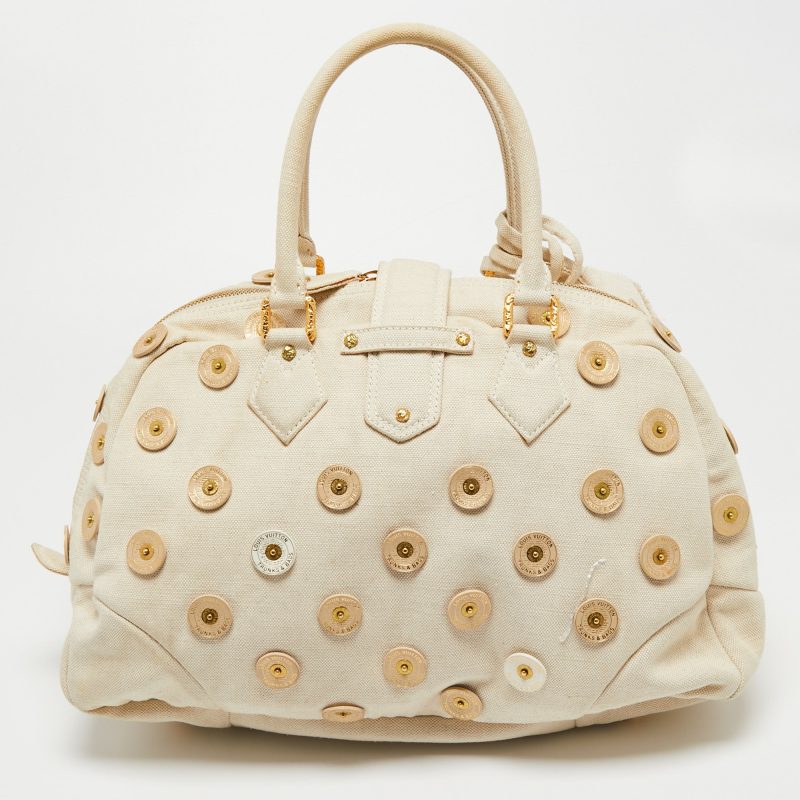 Louis Vuitton Cream Canvas Polka Dot Panama Bowly Bag - Logoexplore - Image 4