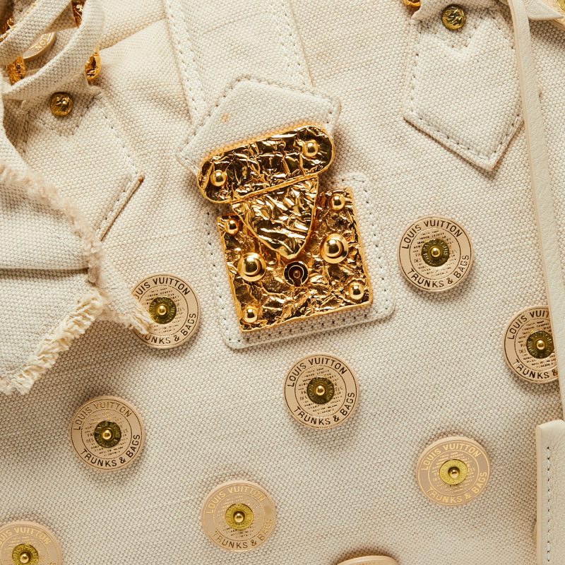 Louis Vuitton Cream Canvas Polka Dot Panama Bowly Bag - Logoexplore - Image 5