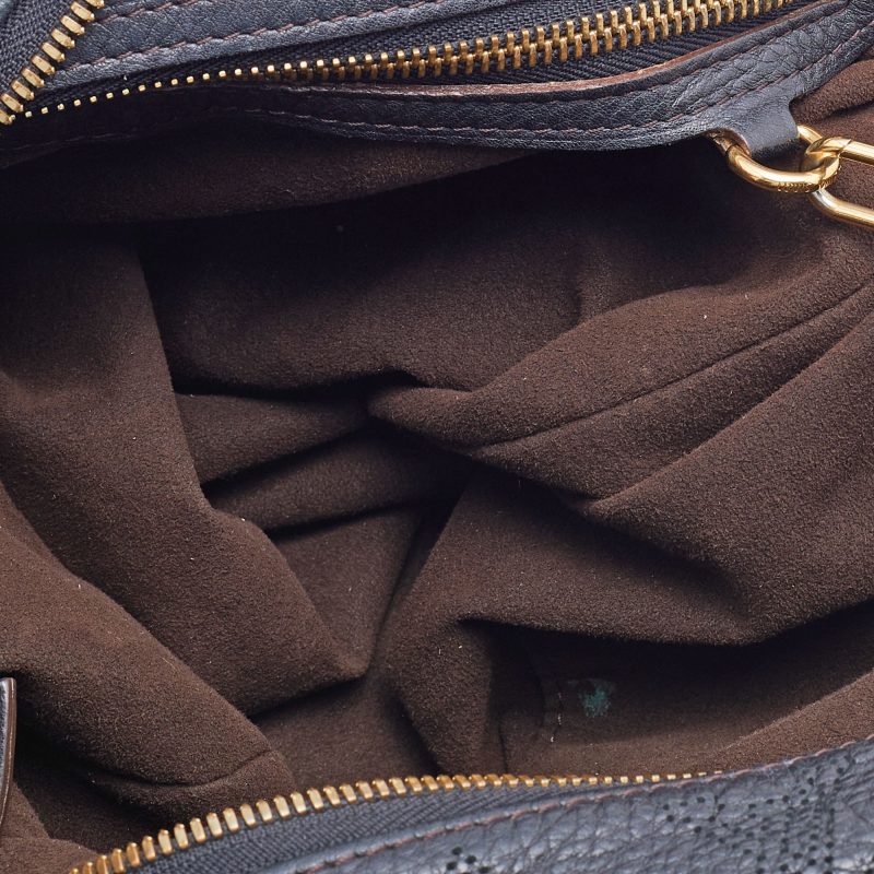 LOUIS VUITTON Black Monogram Mahina Leather Selene MM Bag - Logoexplore - Image 8