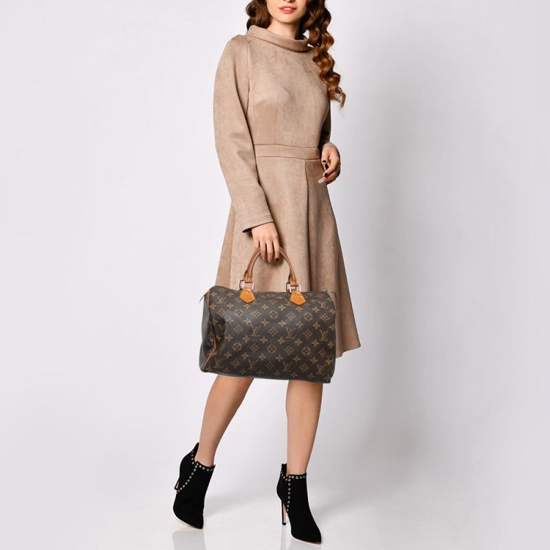 LOUIS VUITTON Brown Monogram Canvas Speedy 30 Top Handle Bag - Logoexplore - Image 2
