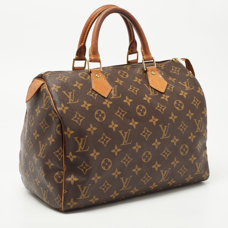 LOUIS VUITTON Brown Monogram Canvas Speedy 30 Top Handle Bag - Logoexplore - Image 3