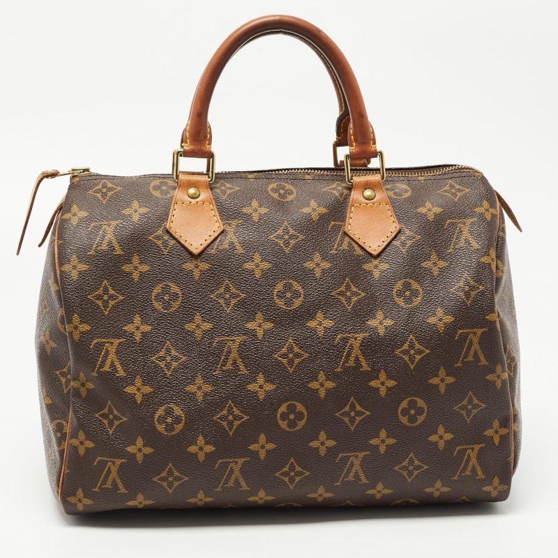LOUIS VUITTON Brown Monogram Canvas Speedy 30 Top Handle Bag - Logoexplore - Image 4