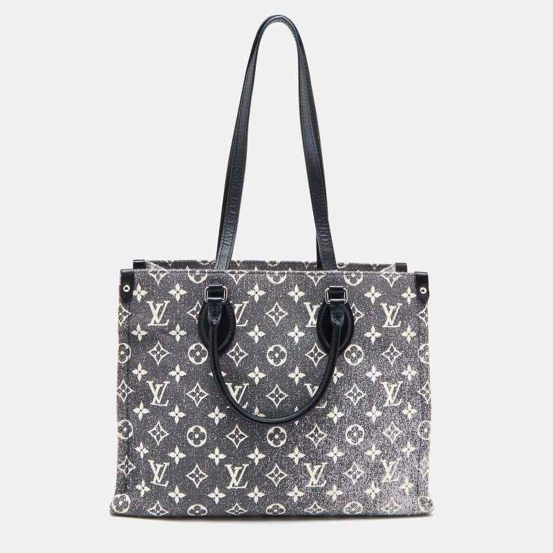 LOUIS VUITTON Black Monogram Denim and Leather OnTheGo MM Bag - Logoexplore