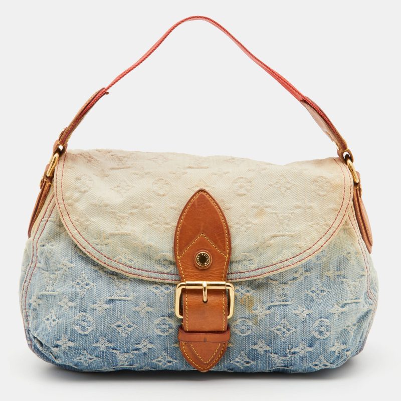 LOUIS VUITTON Blue Monogram Denim and Leather Limited Edition Sunshine Bag - Logoexplore
