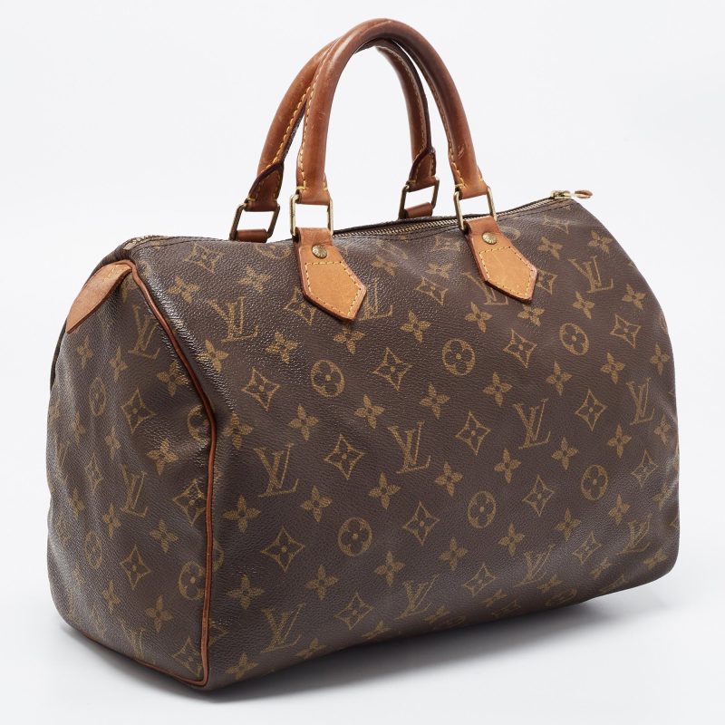 LOUIS VUITTON Brown Monogram Canvas Speedy 30 Top Handle Bag - Logoexplore - Image 3