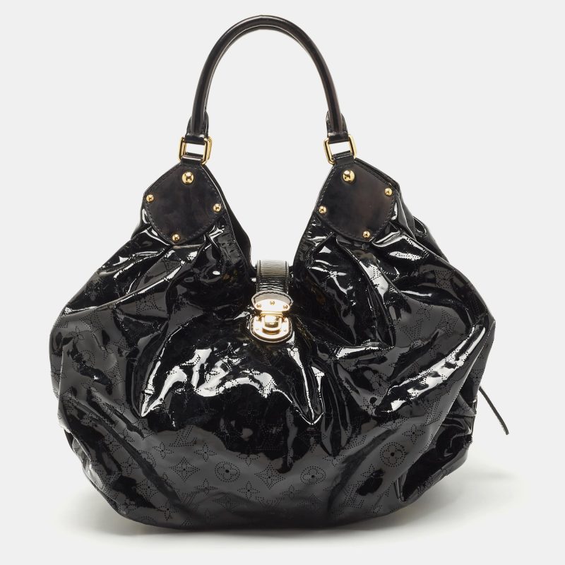 LOUIS VUITTON Black Mahina Patent Leather Limited Edition Surya XL Bag - Logoexplore