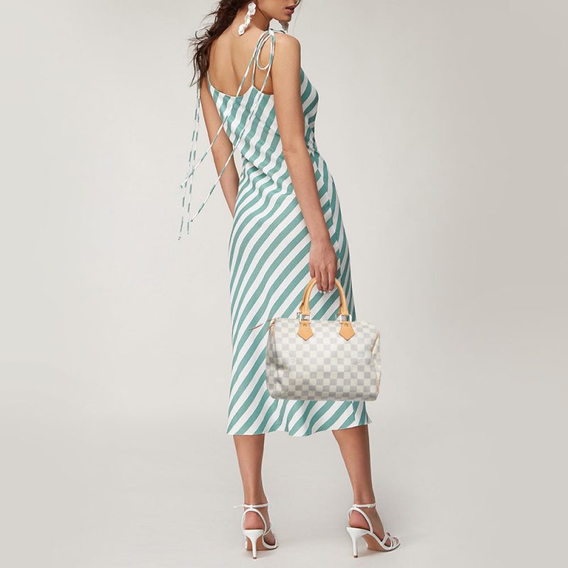 LOUIS VUITTON Damier Azur Canvas Speedy 25 Bag - Logoexplore - Image 2