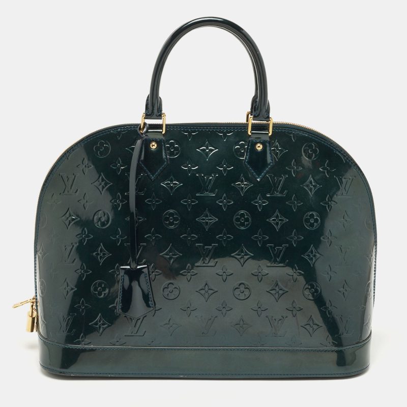 LOUIS VUITTON Bleu Nuit  Monogram Vernis Alma GM Bag - Logoexplore