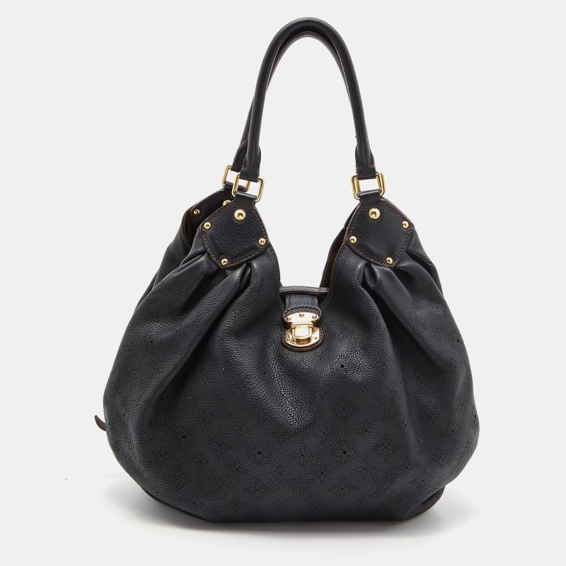 LOUIS VUITTON Black Monogram Mahina Leather L Bag - Logoexplore