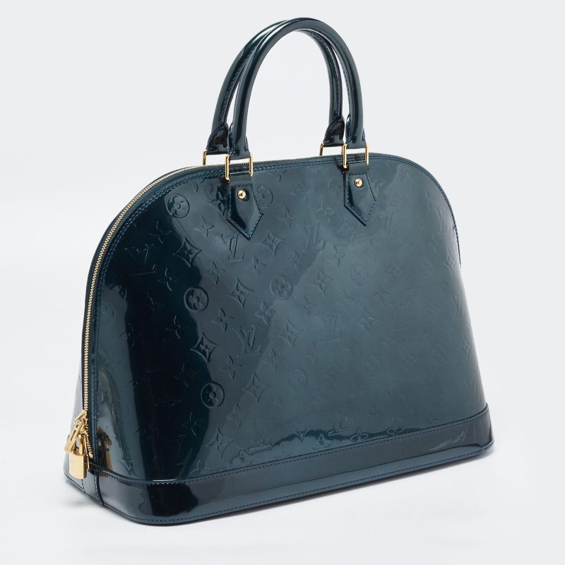 LOUIS VUITTON Blue Nuit Monogram Vernis Alma GM Bag - Logoexplore - Image 3