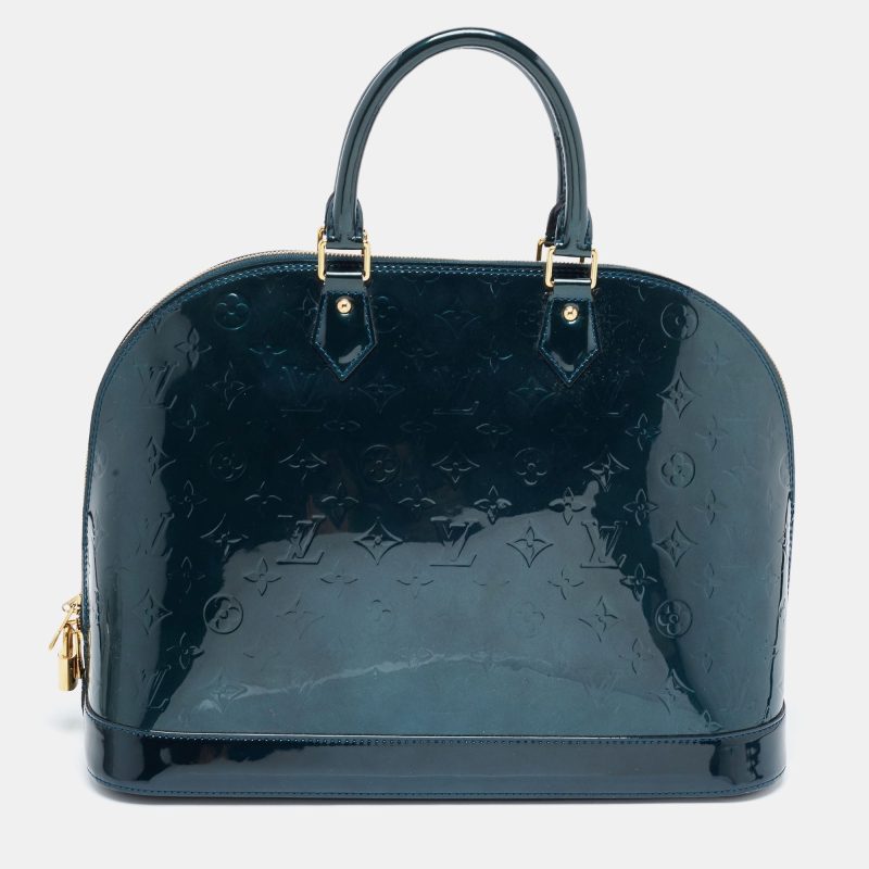 LOUIS VUITTON Blue Nuit Monogram Vernis Alma GM Bag - Logoexplore
