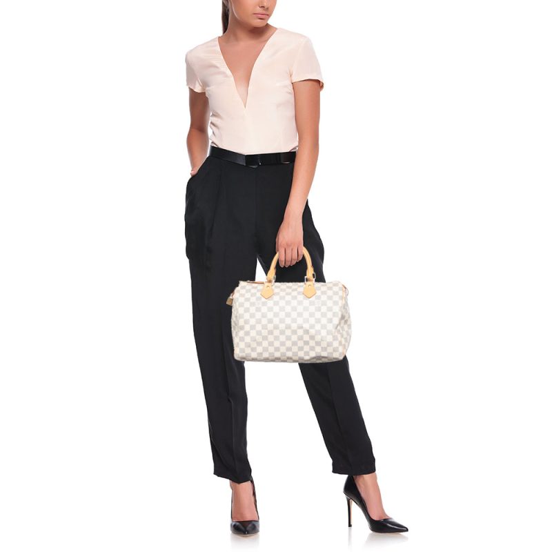 LOUIS VUITTON Damier Azur Canvas Speedy 30 Bag - Logoexplore - Image 2