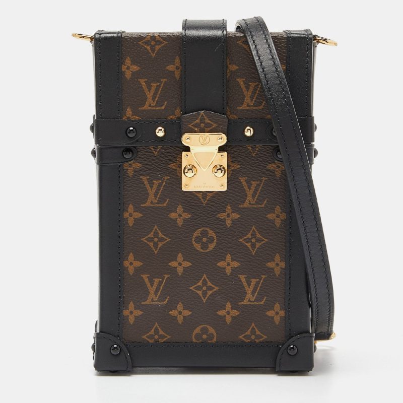 LOUIS VUITTON Brown/Black Monogram Canvas Pochette Trunk Vertical Bag - Logoexplore