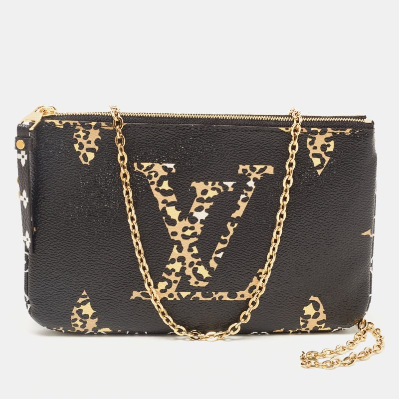 LOUIS VUITTON Black Monogram Giant Canvas Jungle Double Zip Pochette - Logoexplore