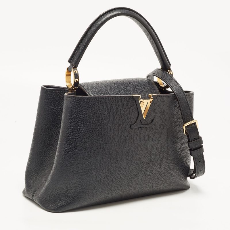 LOUIS VUITTON Black Taurillon Leather Capucines PM Bag - Logoexplore - Image 3