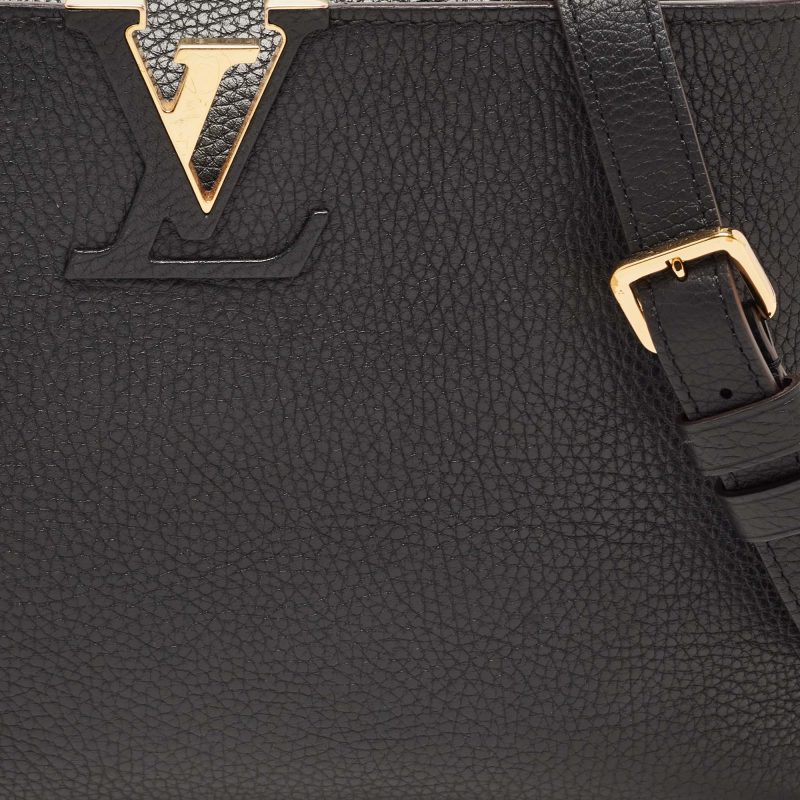 LOUIS VUITTON Black Taurillon Leather Capucines PM Bag - Logoexplore - Image 7
