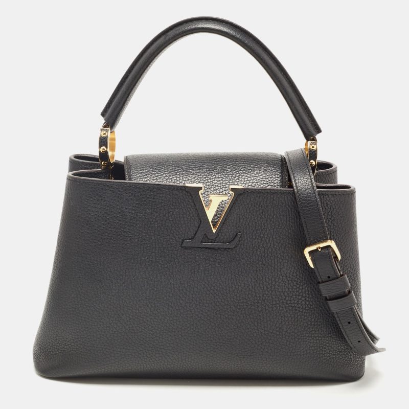 LOUIS VUITTON Black Taurillon Leather Capucines PM Bag - Logoexplore