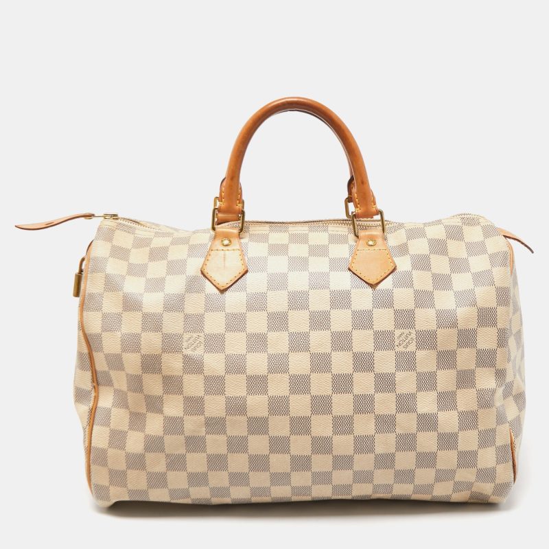 LOUIS VUITTON Damier Azure Canvas Speedy 35 Bag - Logoexplore
