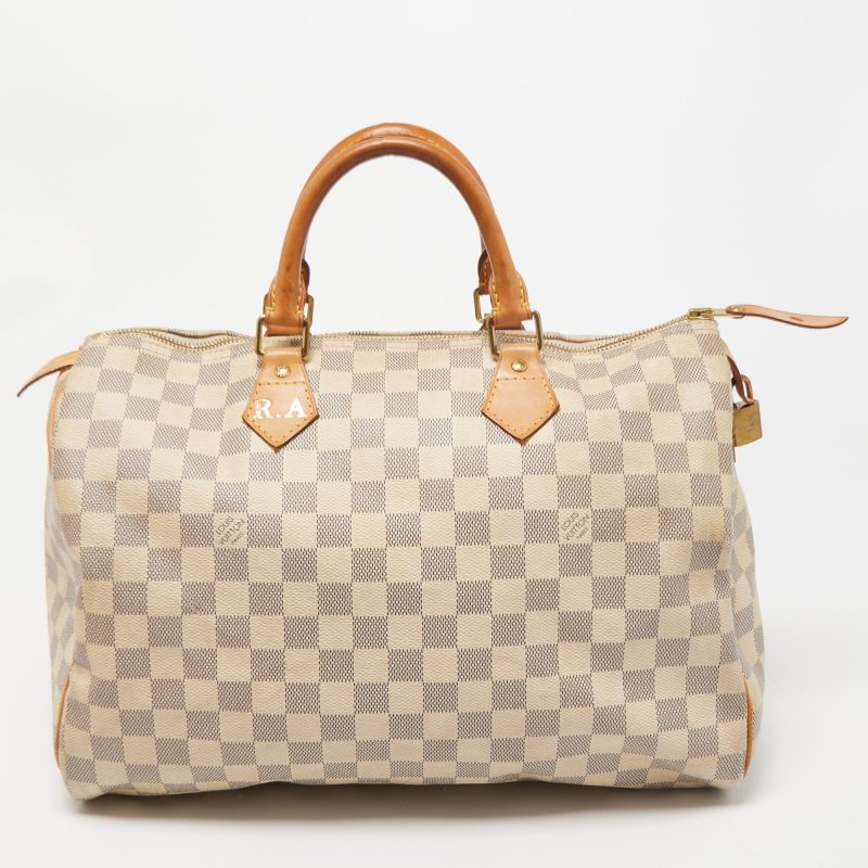 LOUIS VUITTON Damier Azure Canvas Speedy 35 Bag - Logoexplore - Image 4