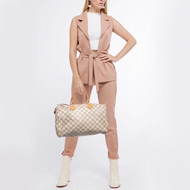 LOUIS VUITTON Damier Azure Canvas Speedy 35 Bag - Logoexplore - Image 2