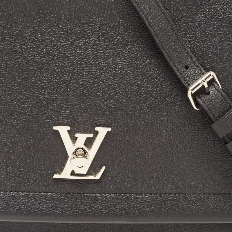 LOUIS VUITTON Black Leather Lockme II Top Handle Bag - Logoexplore - Image 5
