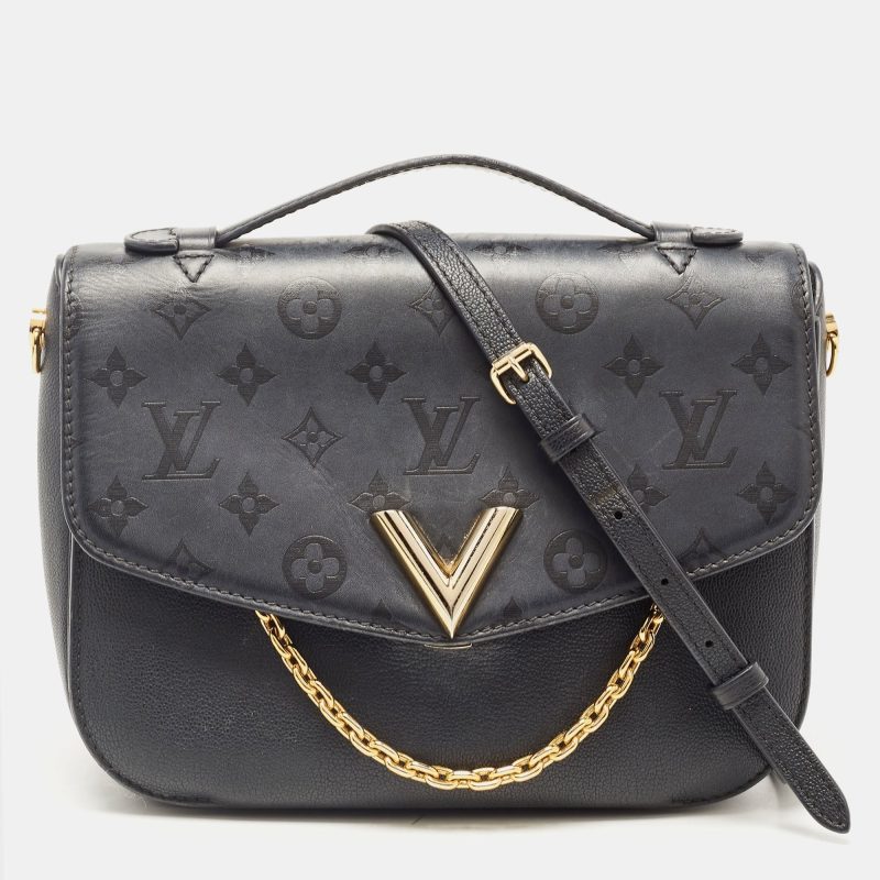 LOUIS VUITTON Black Monogram Leather Very Messenger Bag - Logoexplore