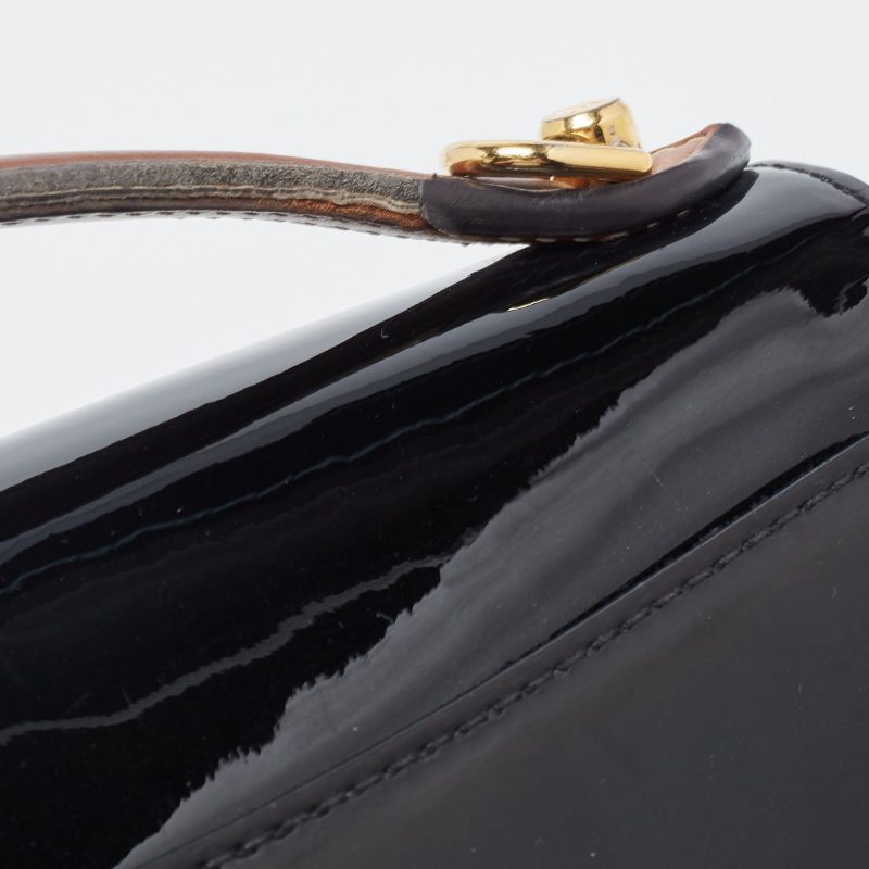 LOUIS VUITTON Black Vernis Leather and Monogram Canvas Cherrywood BB Bag - Logoexplore - Image 7