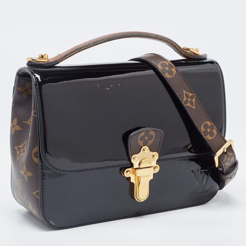 LOUIS VUITTON Black Vernis Leather and Monogram Canvas Cherrywood BB Bag - Logoexplore - Image 3