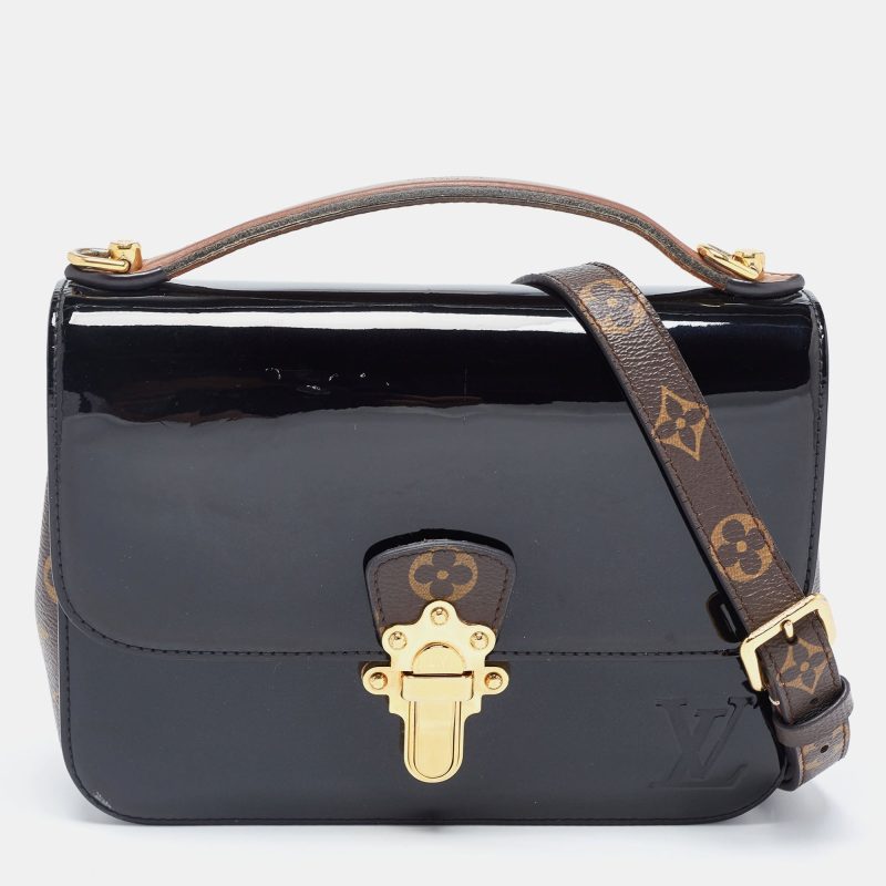 LOUIS VUITTON Black Vernis Leather and Monogram Canvas Cherrywood BB Bag - Logoexplore