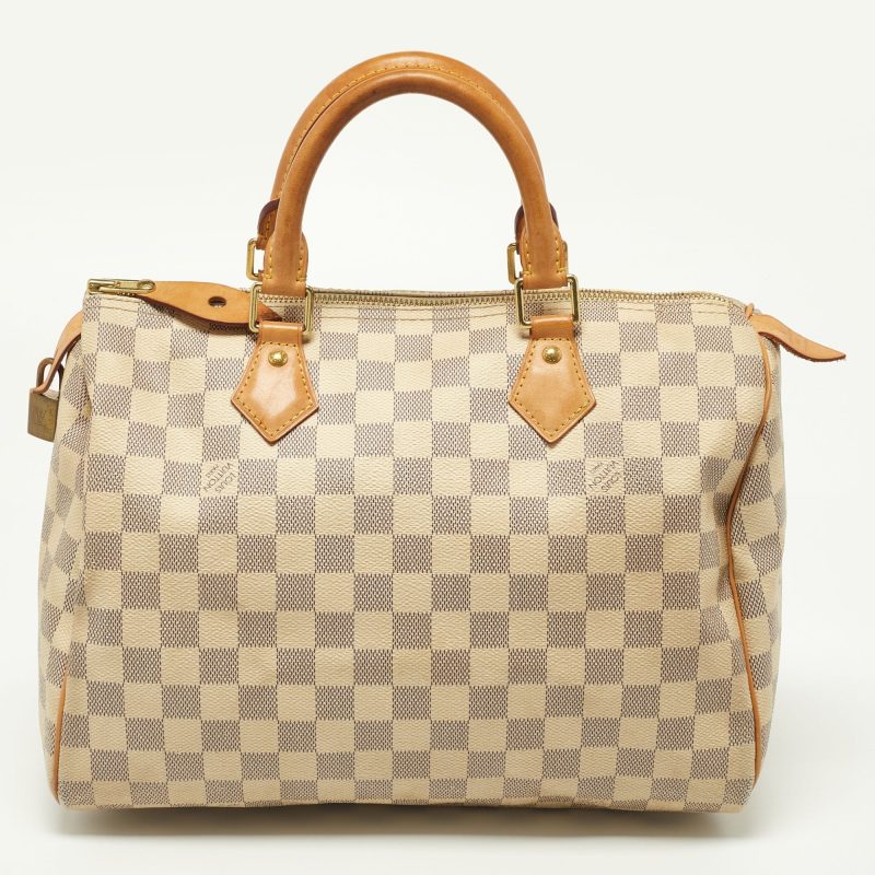 LOUIS VUITTON Damier Azur Canvas Speedy 30 Bag - Logoexplore - Image 4