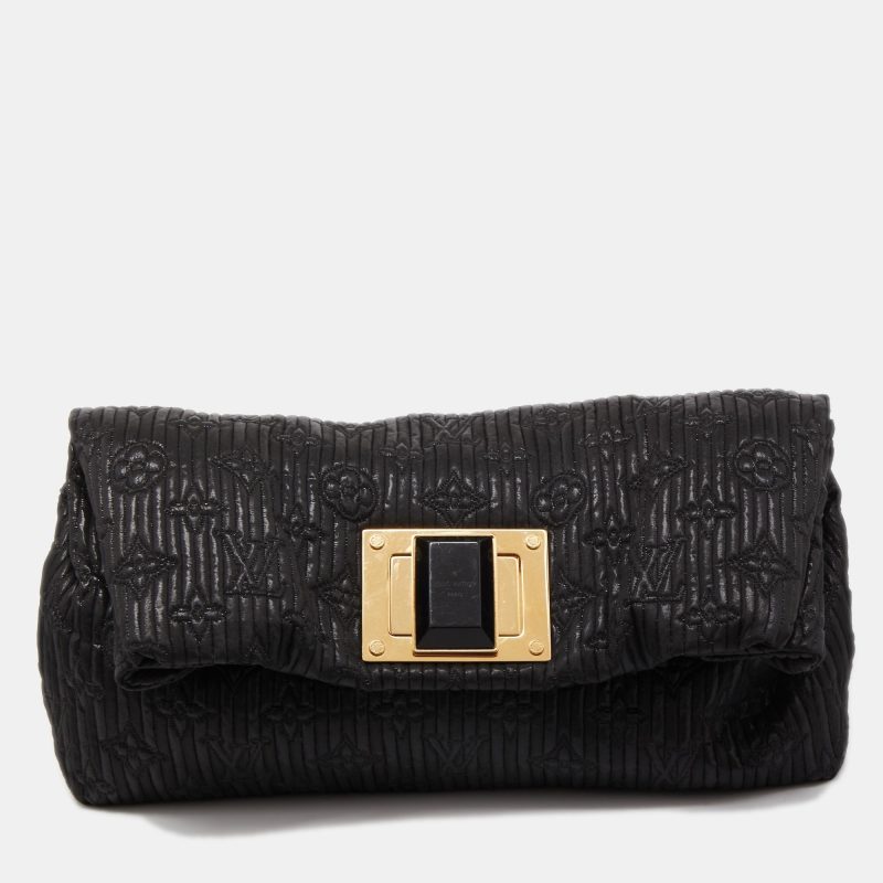 LOUIS VUITTON Black Shimmering Monogram Jacquard Limited Edition Altair Clutch - Logoexplore