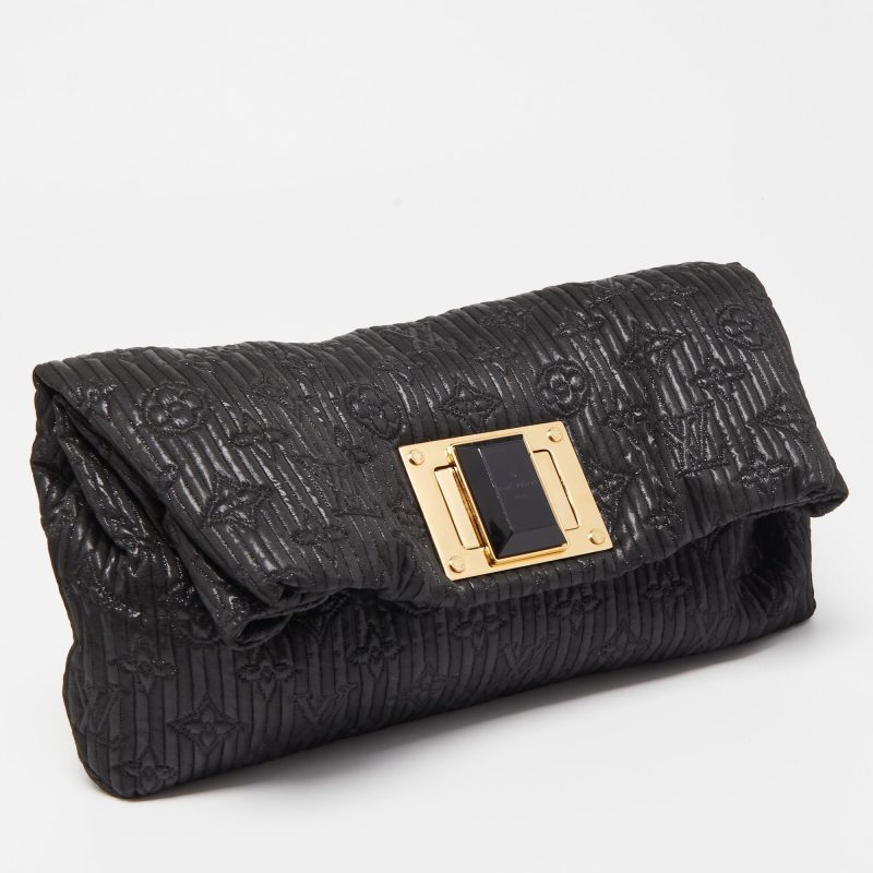LOUIS VUITTON Black Shimmering Monogram Jacquard Limited Edition Altair Clutch - Logoexplore - Image 3