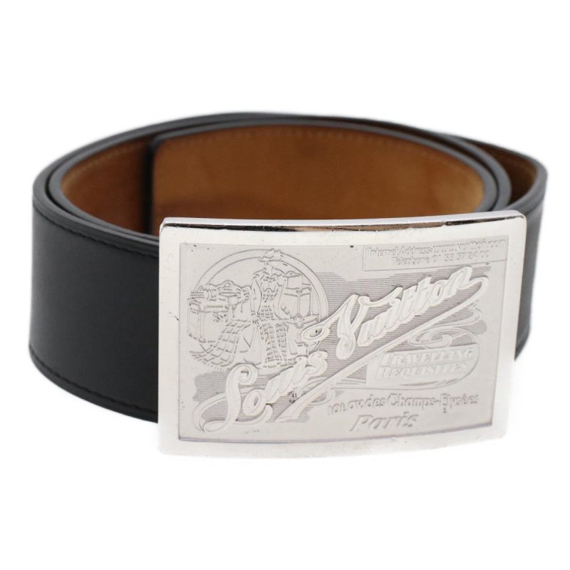 LOUIS VUITTON Ceinture jeans Belt Leather 29.5"-33.5" Black M6812 Auth tb808 - Logoexplore