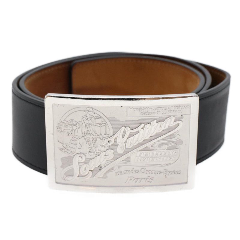 LOUIS VUITTON Ceinture jeans Belt Leather 29.5"-33.5" Black M6812 Auth tb808 - Logoexplore - Image 2