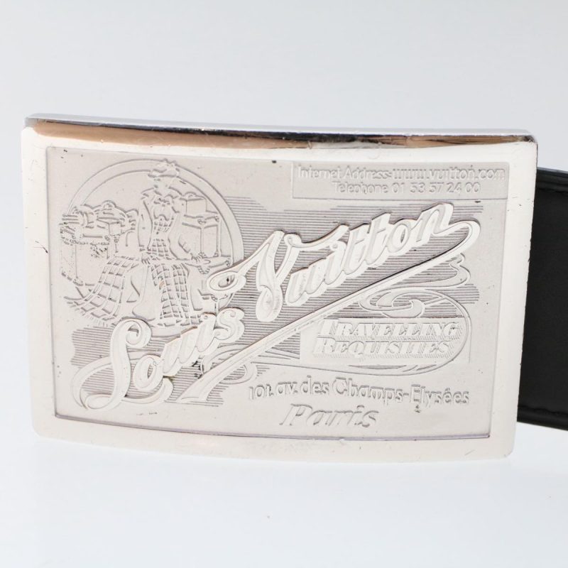 LOUIS VUITTON Ceinture jeans Belt Leather 29.5"-33.5" Black M6812 Auth tb808 - Logoexplore - Image 4