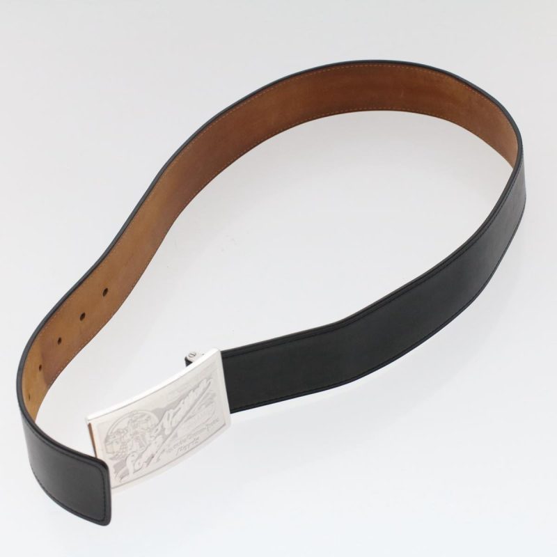 LOUIS VUITTON Ceinture jeans Belt Leather 29.5"-33.5" Black M6812 Auth tb808 - Logoexplore - Image 6