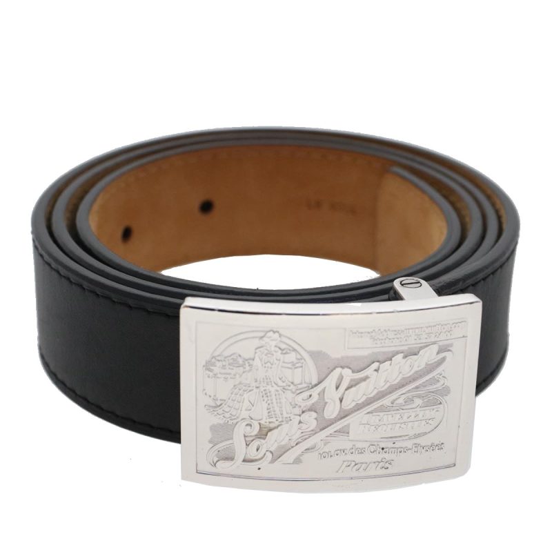 LOUIS VUITTON Ceinture jeans Belt Leather 29.5"-33.5" Black - Logoexplore