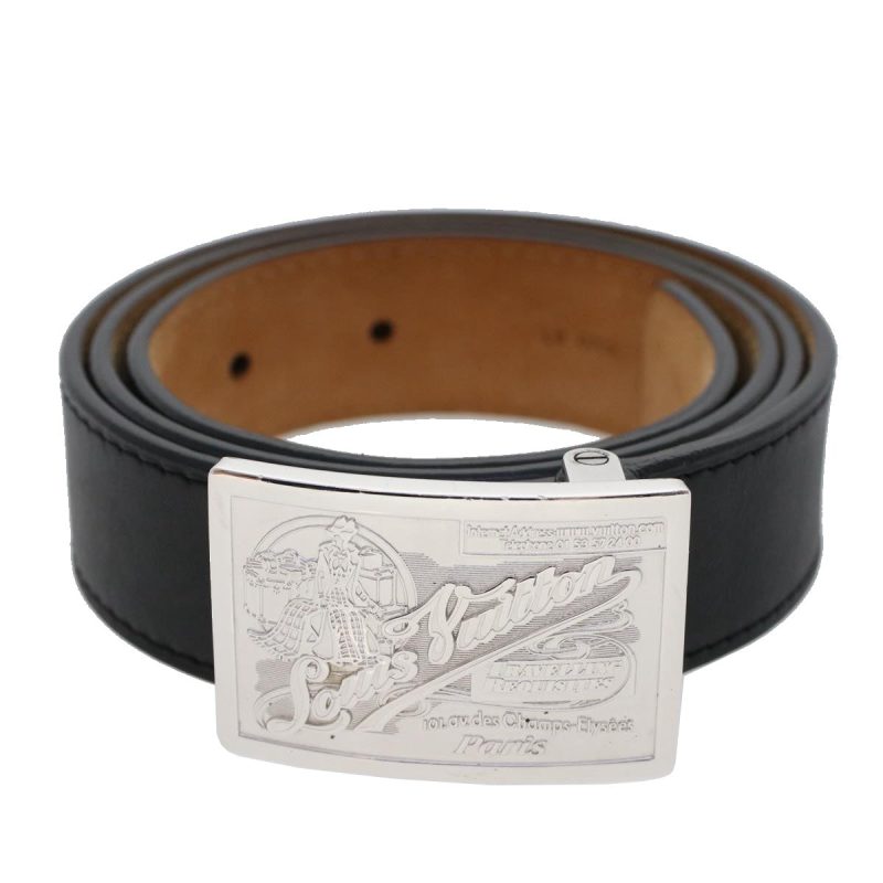 LOUIS VUITTON Ceinture jeans Belt Leather 29.5"-33.5" Black - Logoexplore - Image 2