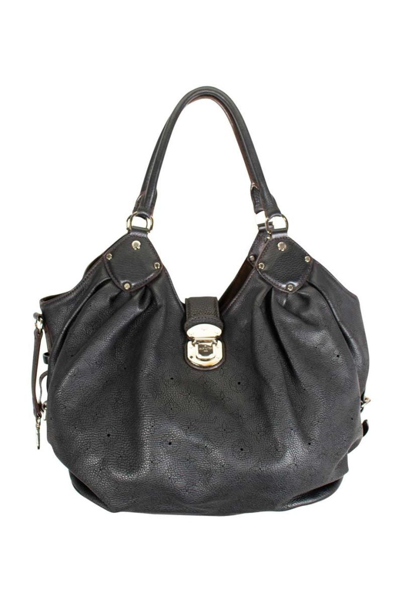 LOUIS VUITTON Black leather 'Mahina' slouchy shoulder bag with perforated monogram and silver-tone hardware - Logoexplore